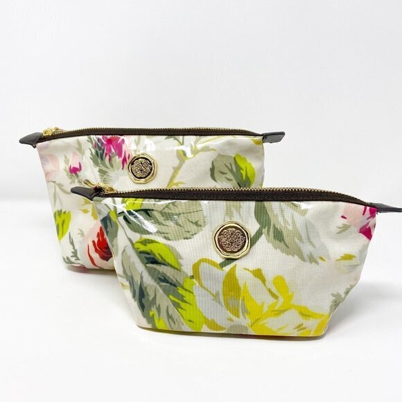 ANNA GRIFFIN | Set of 2 Floral Cosmetic Bags Coated Cotton - Picture 1 of 16